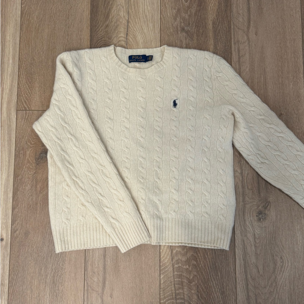 SOLD • Polo Ralph Lauren Women’s Ivory Cashmere Blend Cable-Knit Sweater